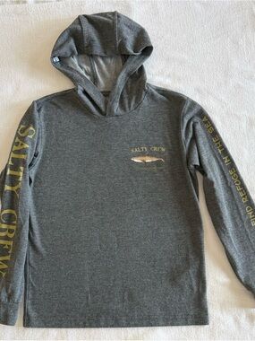 Salty Crew Gray Technical Hooded Tee UPF 40 UVA/UVB